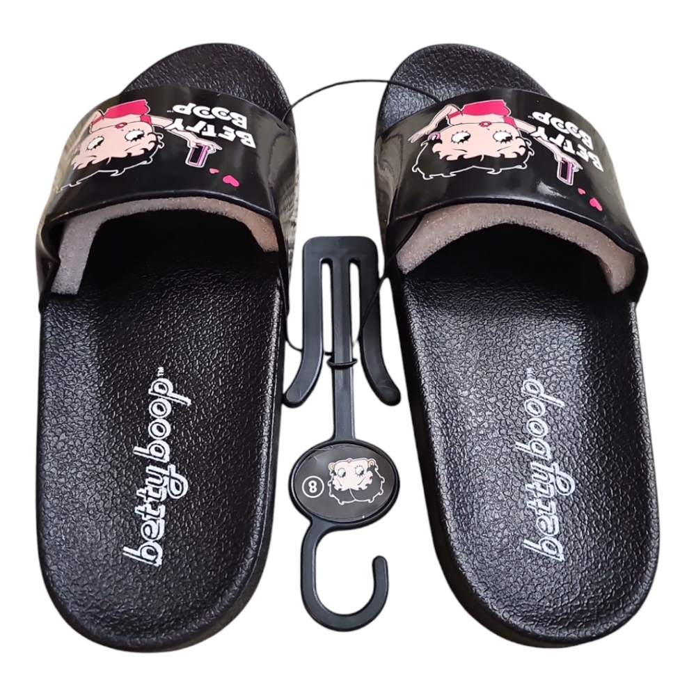 SALE! Betty Boop Black Selfie Slide Sandals NWT  Various Sizes - Picture 6 of 6